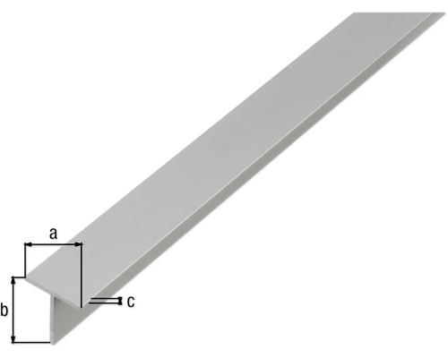 T-profiel aluminium naturel 20x20x1,5 mm, 2,6 m