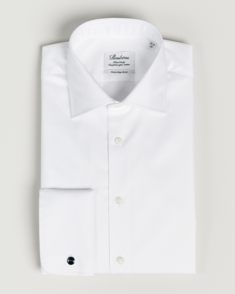Stenströms Fitted Body X-Long Sleeve Double Cuff Shirt White