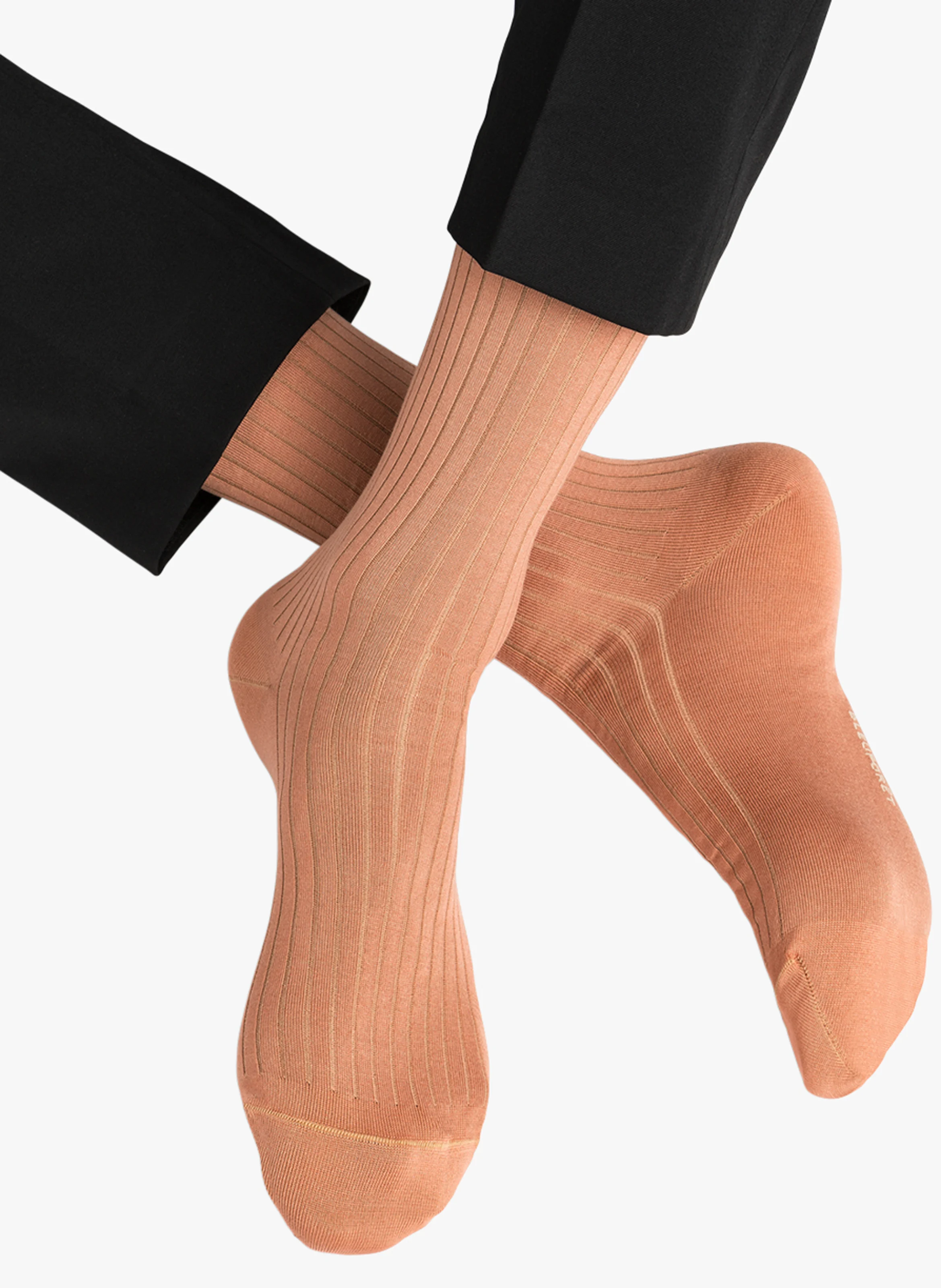 Chaussettes hautes côtelées en fil d'écosse | Orange