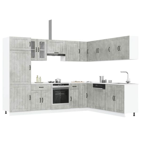 vidaXL 14 Peças Armário de Cozinha Conjunto Lucca Concreto Cinza - 3499302875
