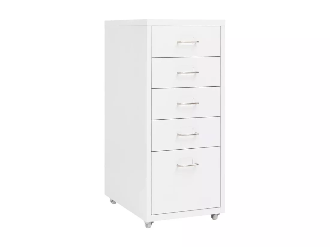 Classeur mobile Blanc 28x41x69 cm Métal
