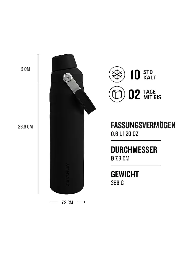 STANLEY Isolierflasche - Thermosflasche ICEFLOW FAST FLOW BOTTLE 0,6l Black schwarz