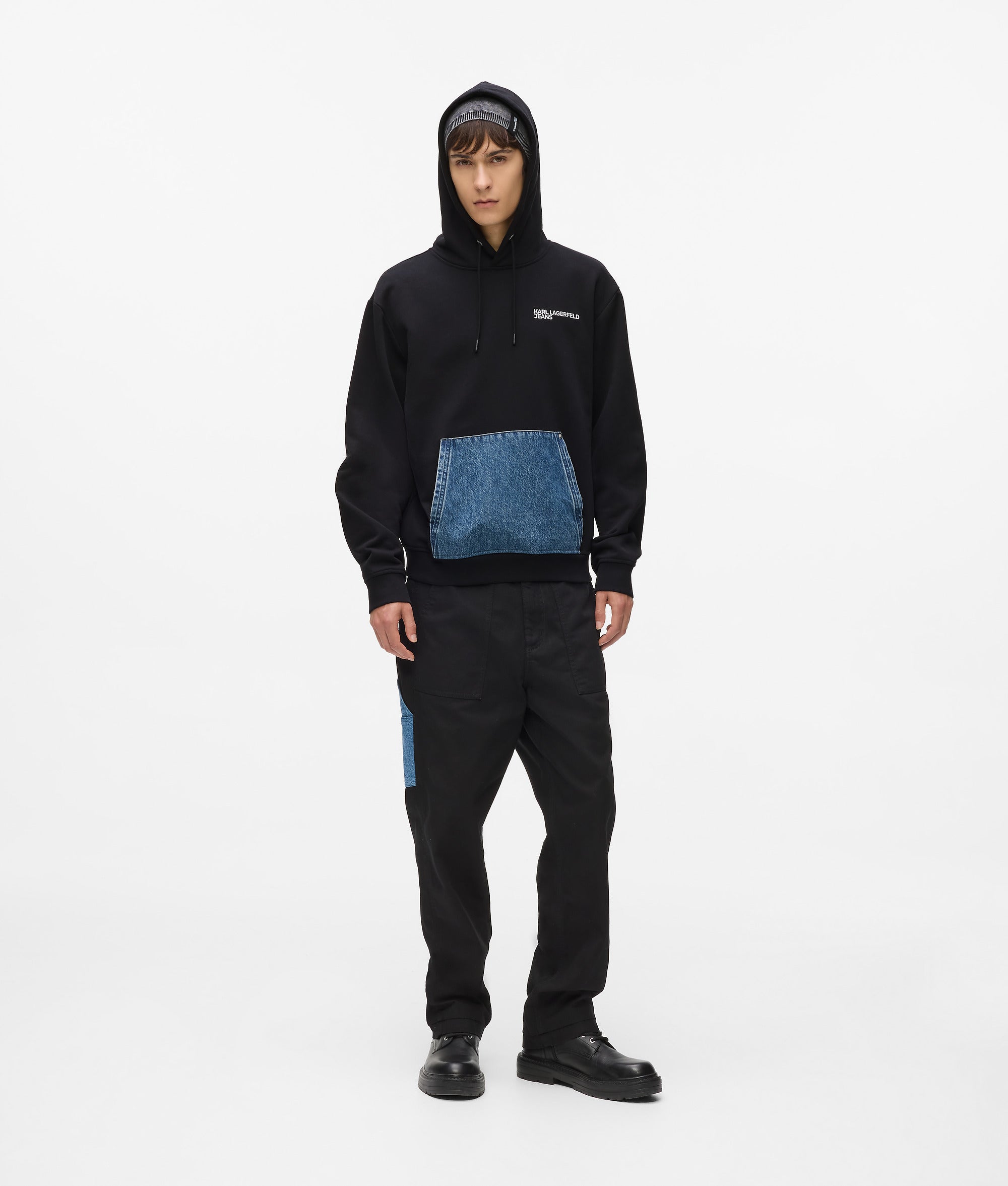 Hoodie met zakken van denim