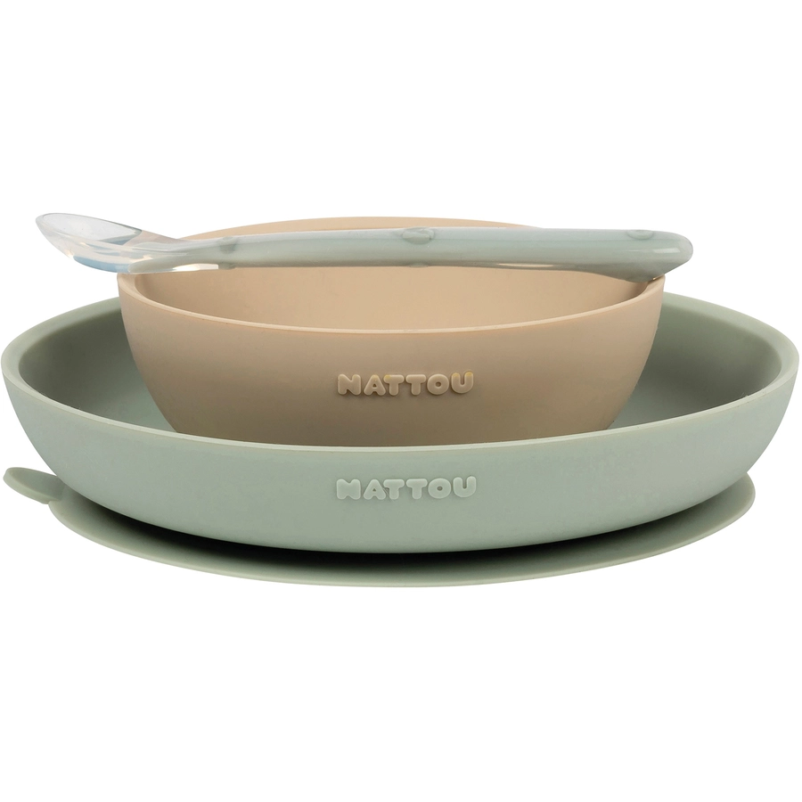 Nattou Esslern Set 3 teilig sand Grün