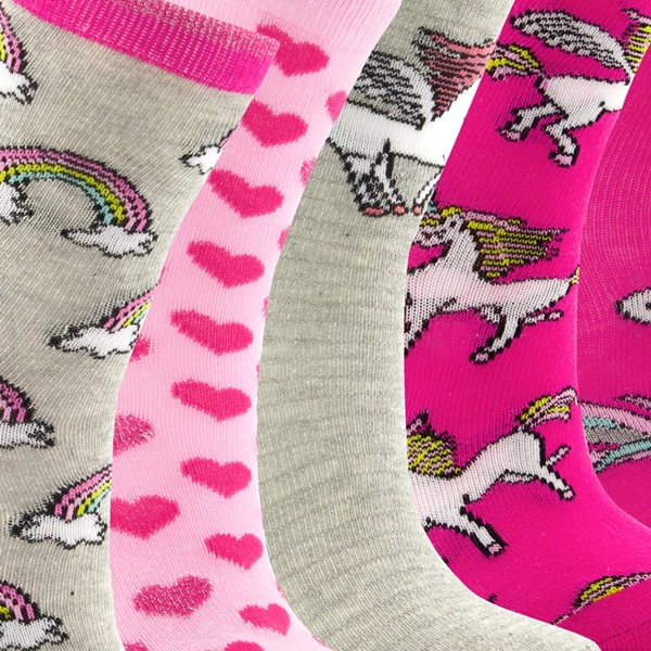 5 paar kindersokken met unicorns