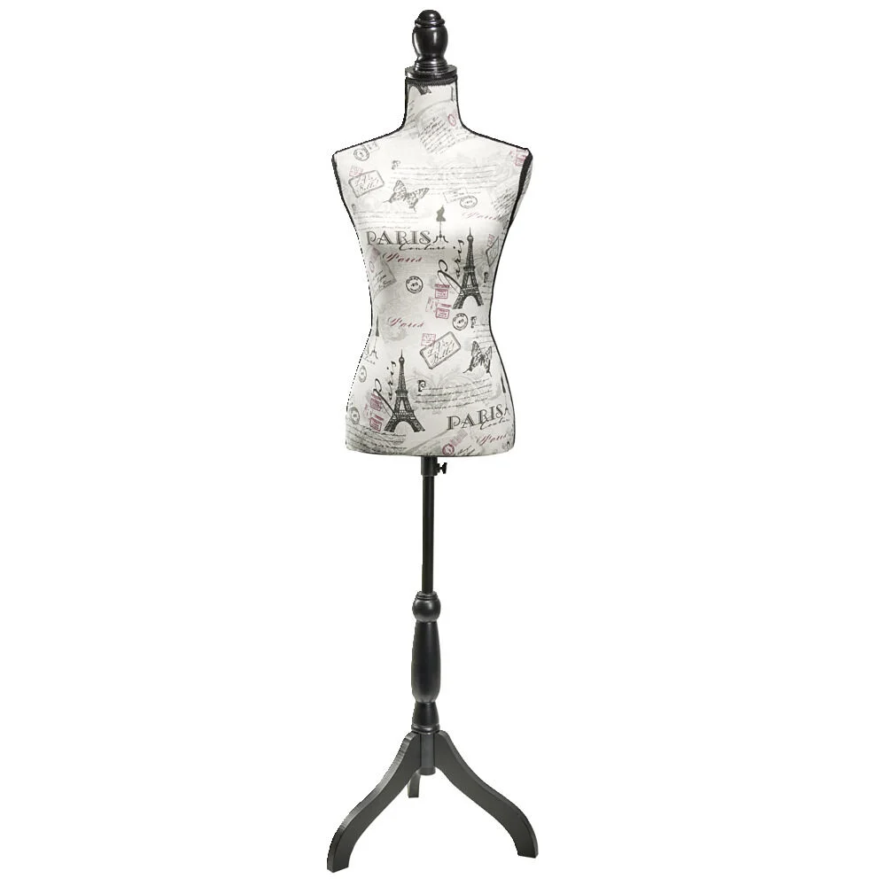Buste femme en mousse sur pied motif Paris 37x28xH168cm
