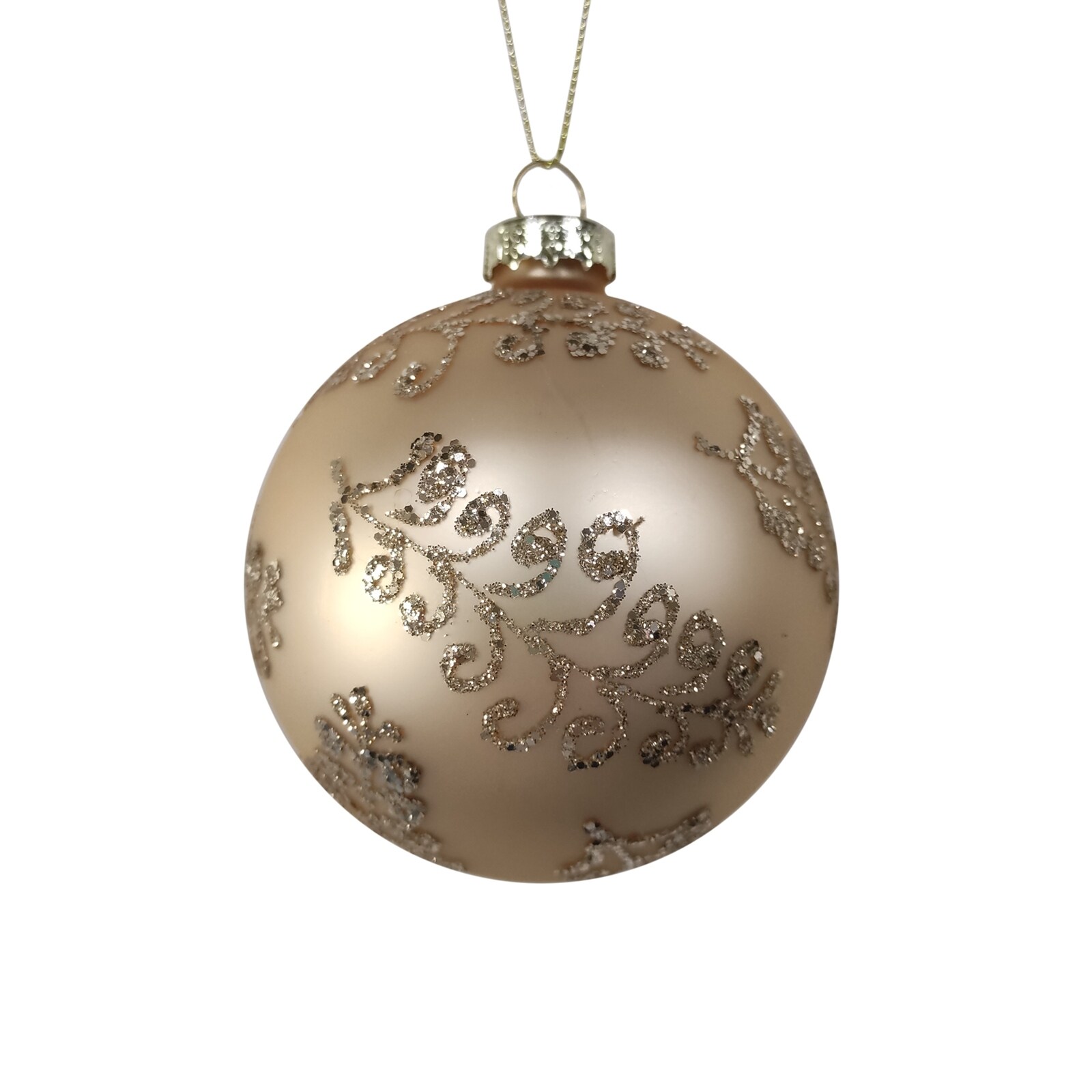 HTI-Living Weihnachtskugel Ø 8 cm Gold mit Ornament und Glitzer