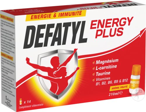 Defatyl Energy Plus Énergie Et Immunité Arôme Fruité Flacons 14x15ml