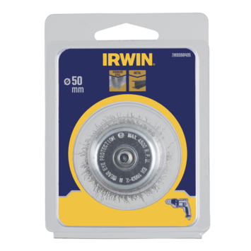 Irwin komstaaldraadborstel Ø50 mm voor (accu)boormachine. Voor schuren RVS.