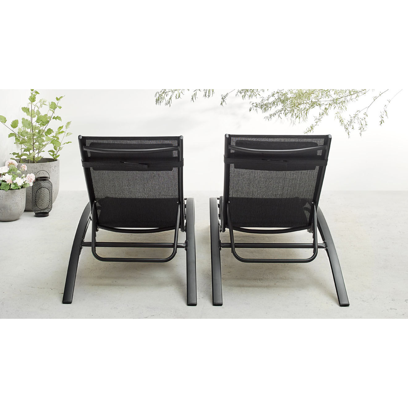 Côté Lounge 2 Bains de soleil Hawai noir - 66x179x30 cm