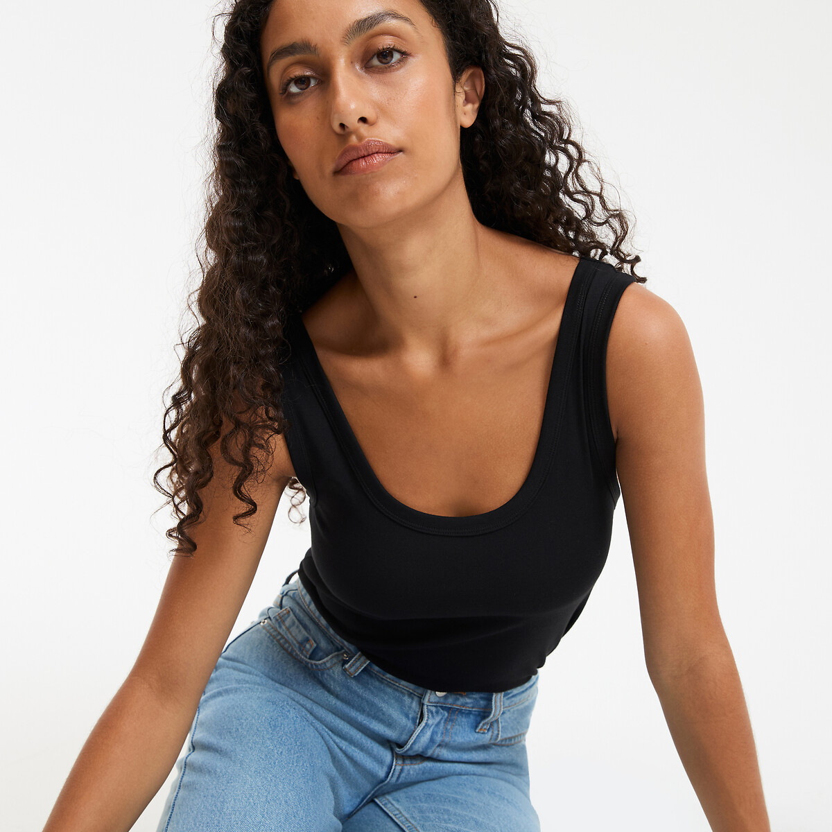 COLEÇÕES LA REDOUTE<br>Regata com gola redonda