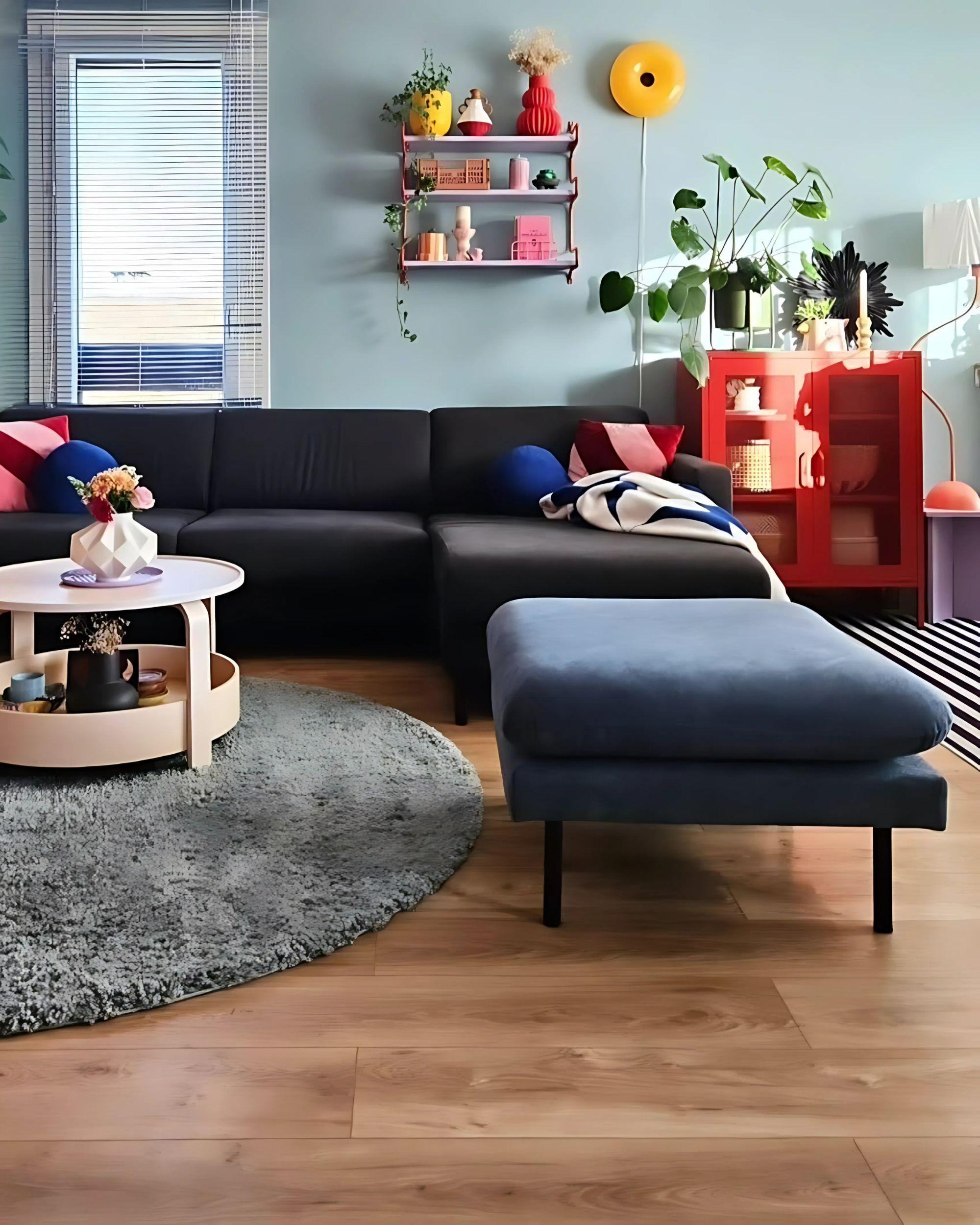 Ottomaan VINTERBRO Chenille Blauw