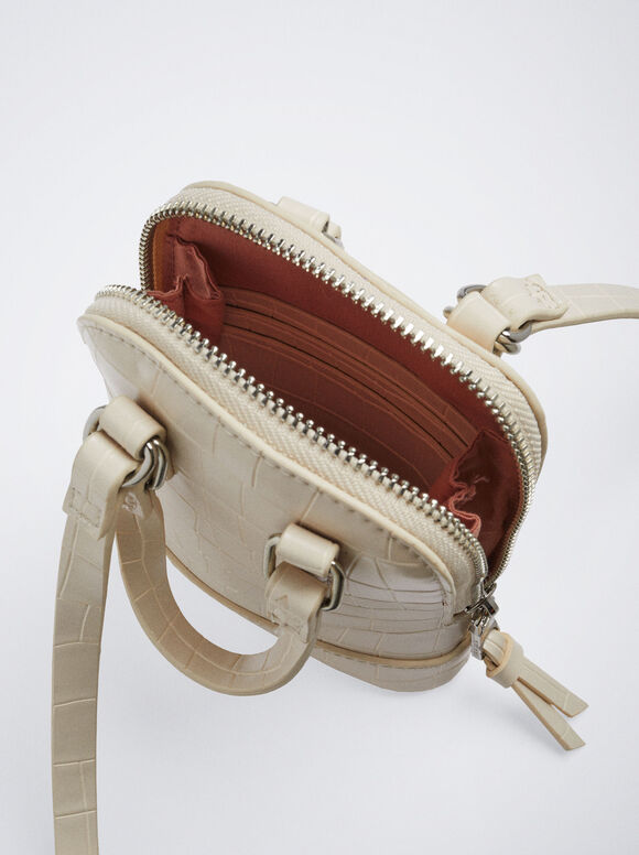 Bolsa para celular com estampa animal - Off-White