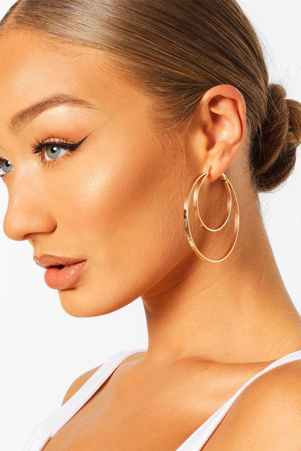boohoo Boucles d'oreilles double créoles