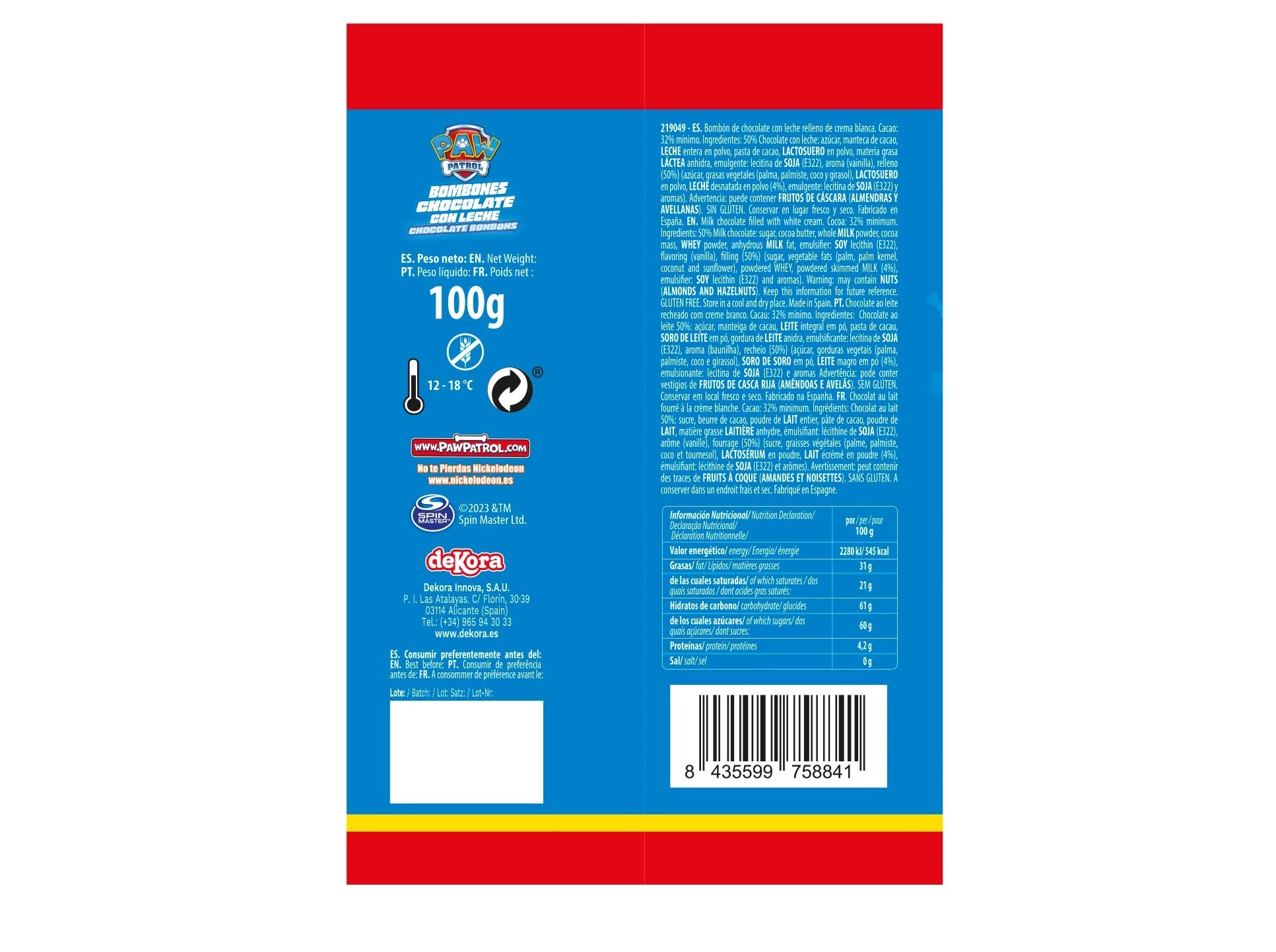 BOMBONS PATRULHA PATA CREME LEITE 100 G