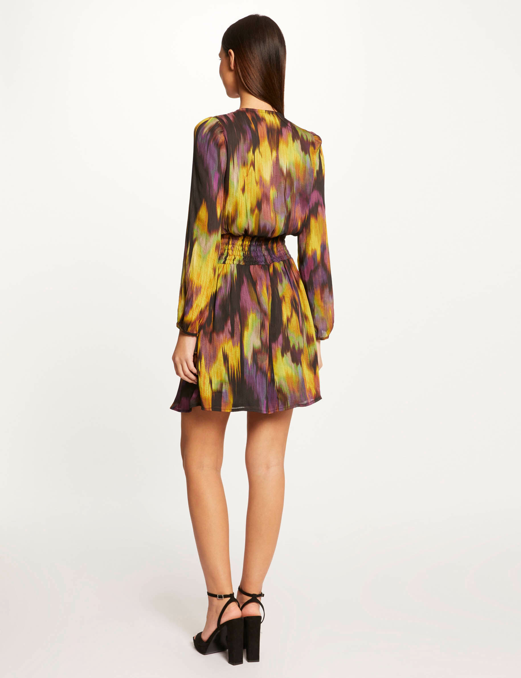 Robe droite fluide imprimé abstrait multico femme - multico