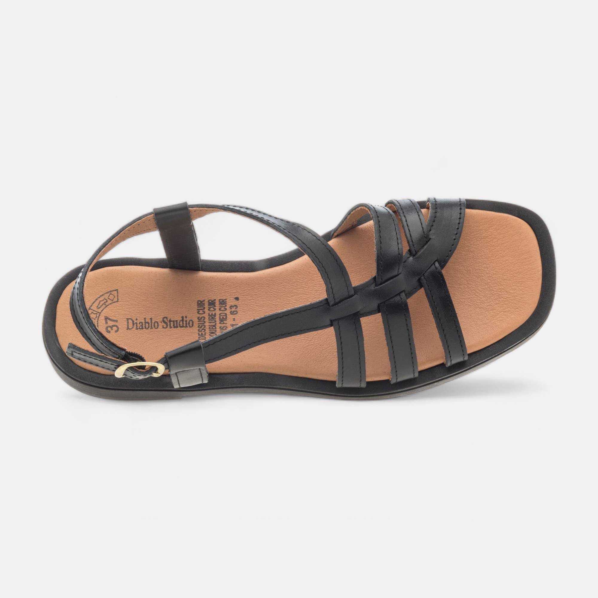 Nu-pieds Femme en cuir noir