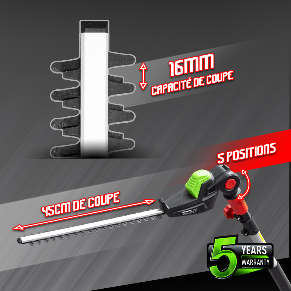 Taille haies sur perche 20v max sans batterie - lame 51cm - constructor