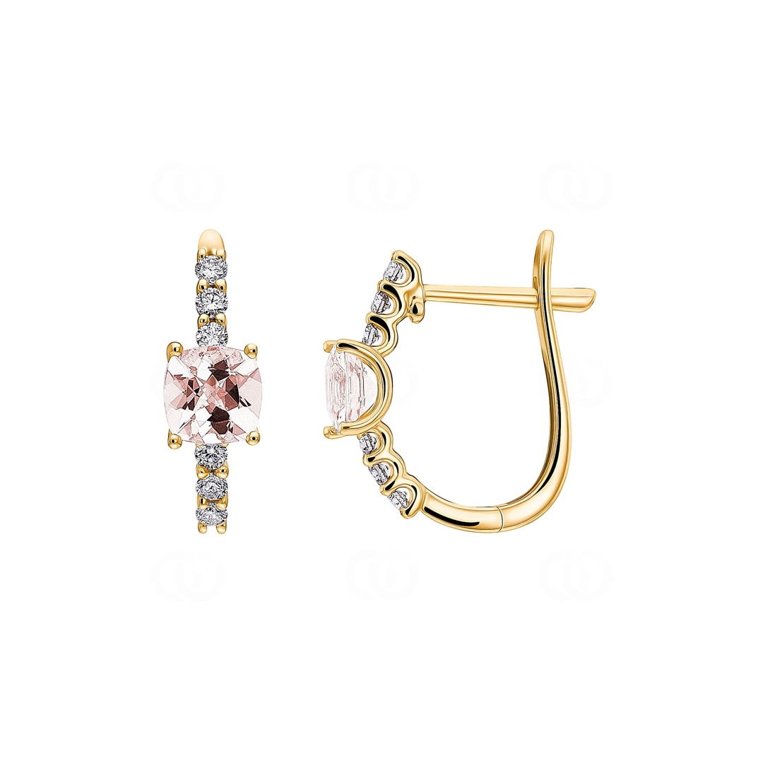 Kreolen 750/18 K Gelbgold mit Morganiten & Diamanten 0.20 ct H/si
