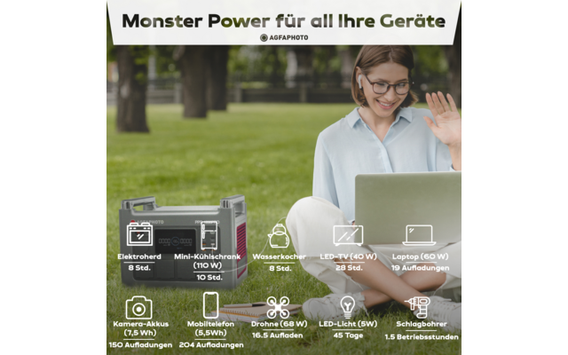 AgfaPhoto Powercube  1200 Pro (DE / Typ F) mobile Steckdose