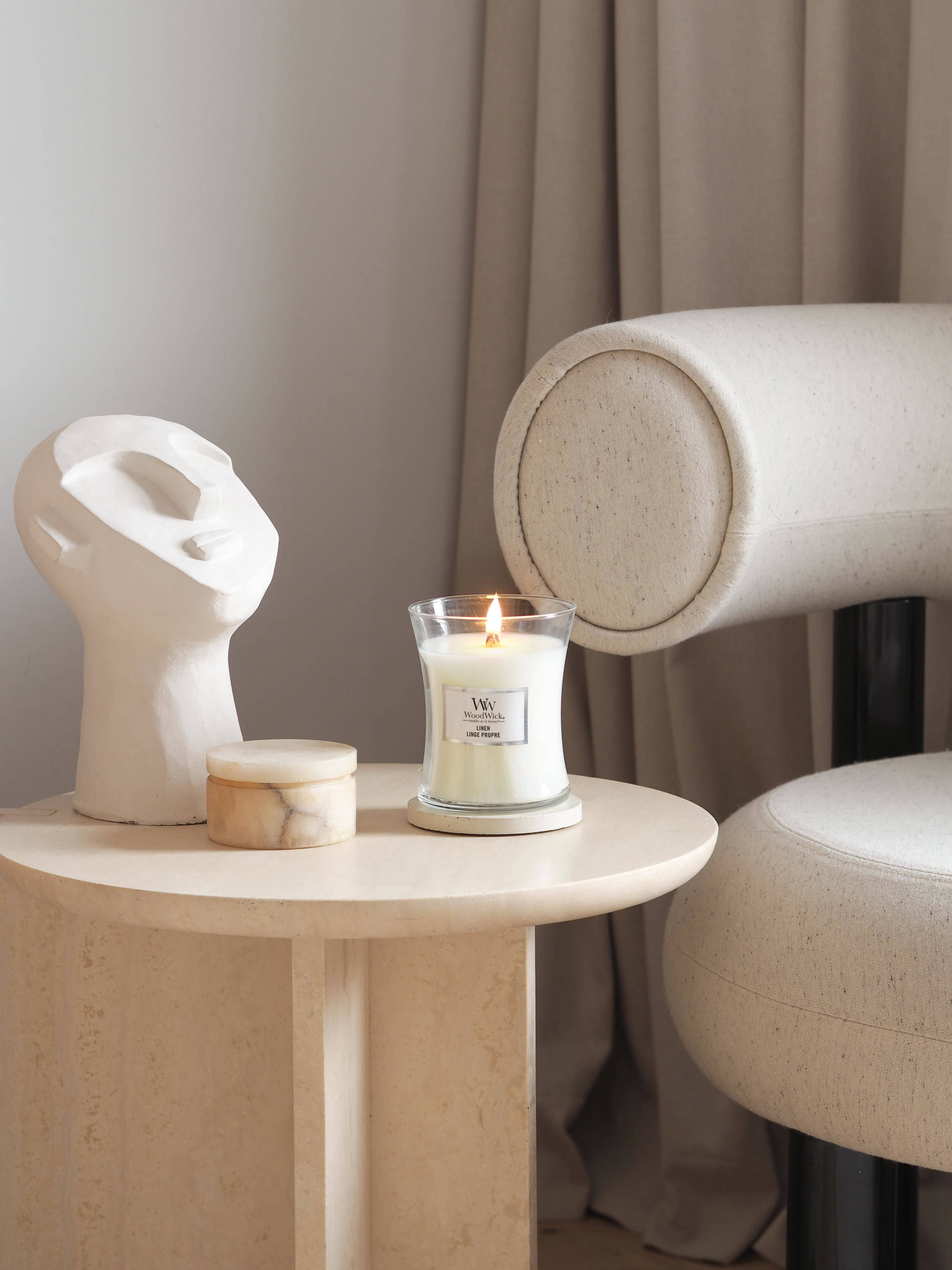 WoodWick geurkaars Linen Mini