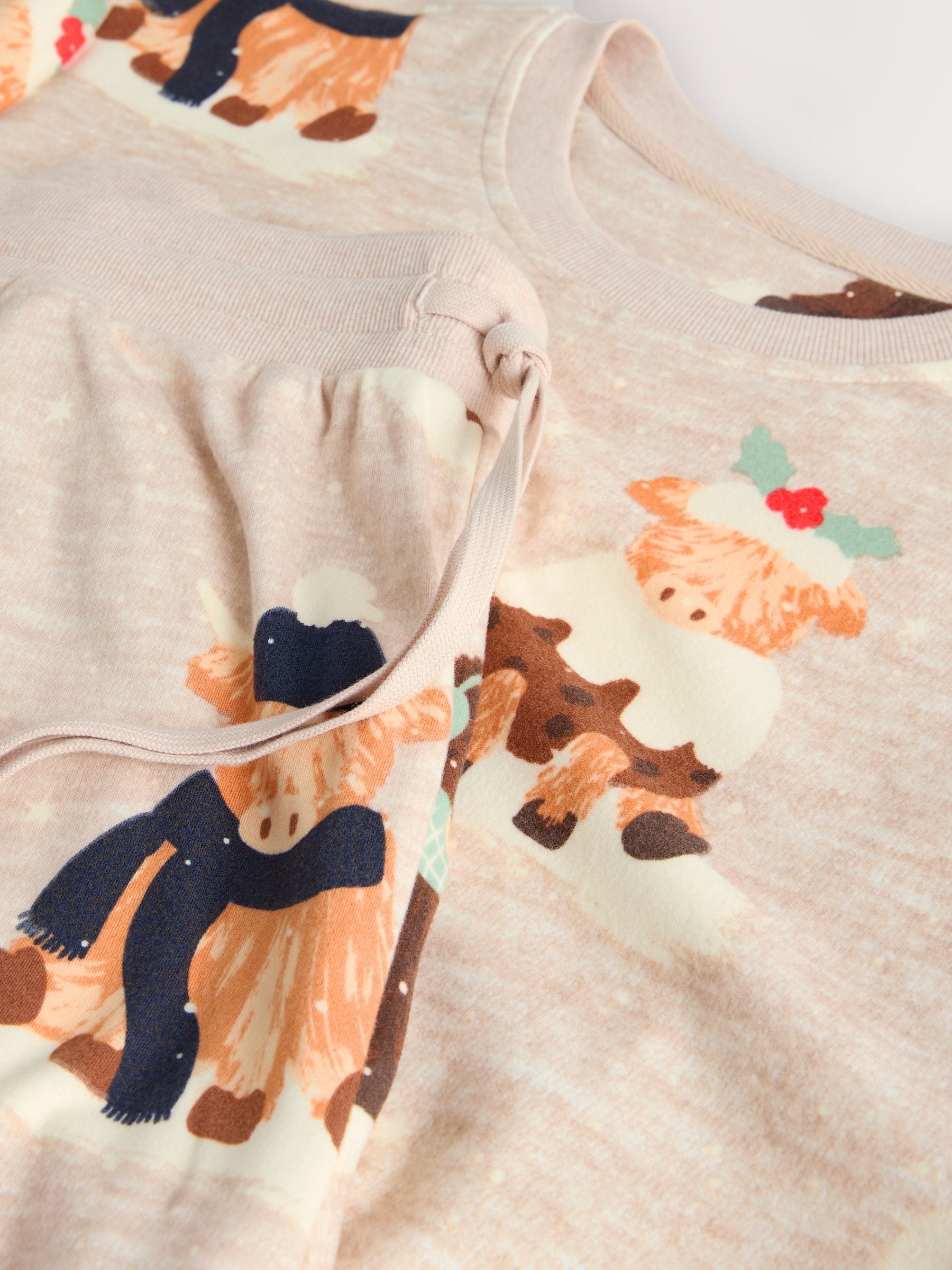 Havermout Hamish The Highland Cow - Bijpassende familie Kerstmis Pyjama's met Lange mouwen