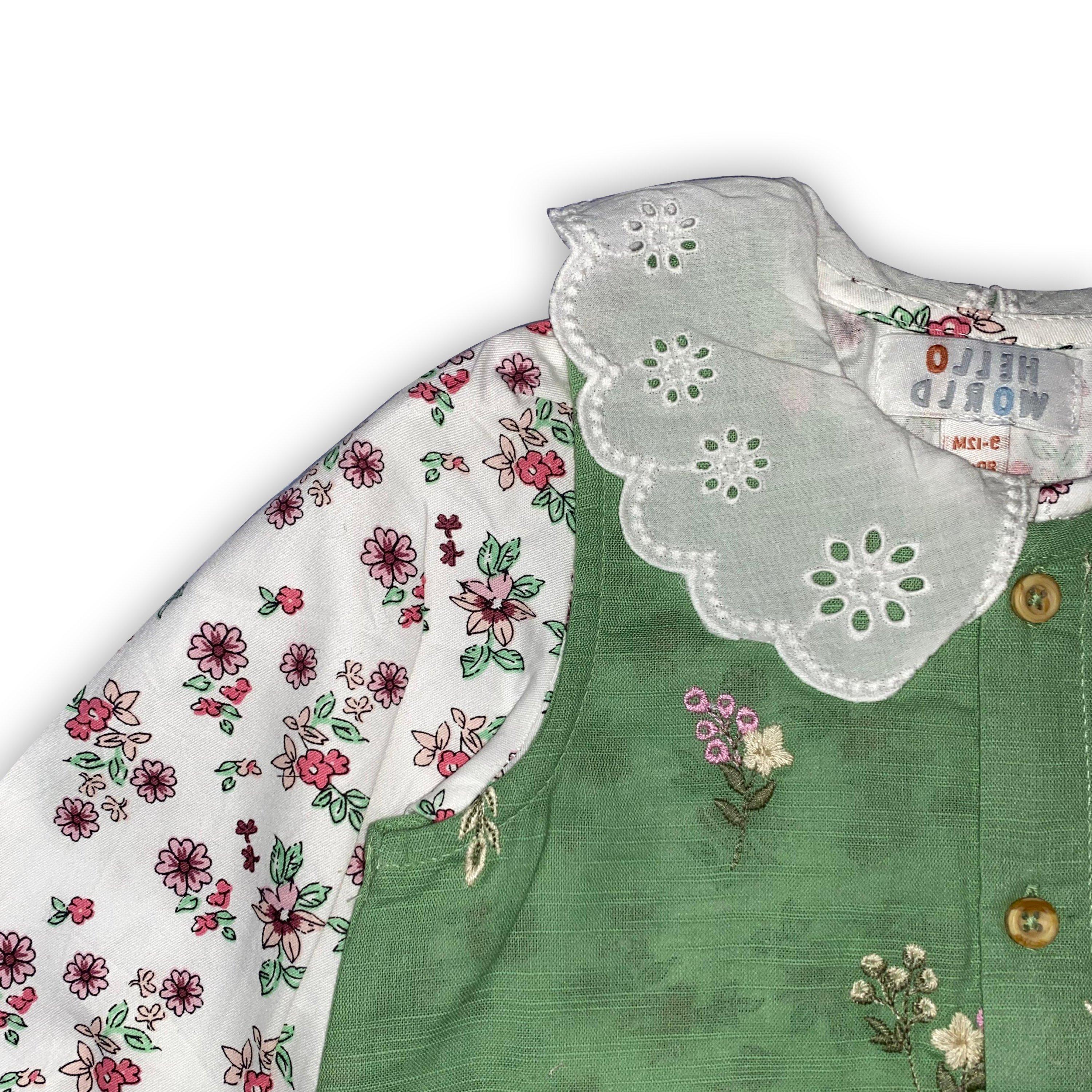 Hello World HW Floral Dungarees Babies