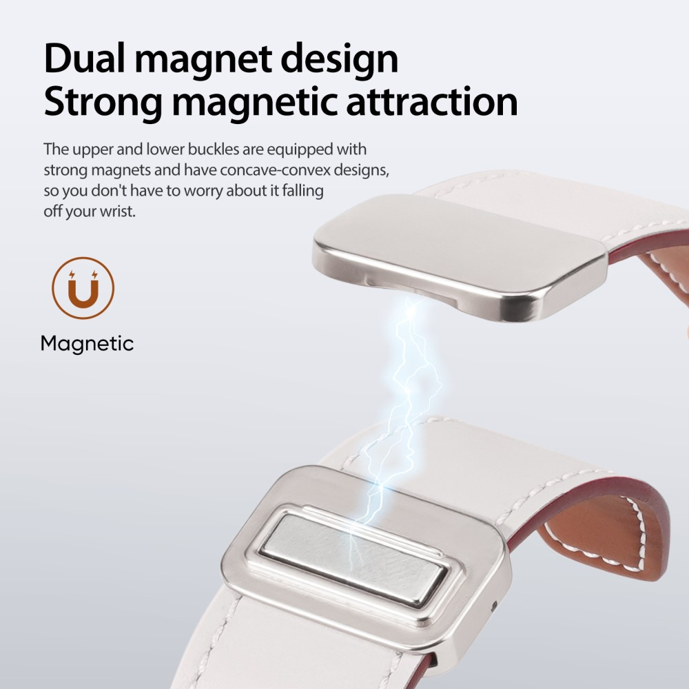 Apple Watch (42/41/40/38 mm) Echtleder Armband mit Magnet-Verschluss (Gelenkumfang: 175-225mm) - Weiss