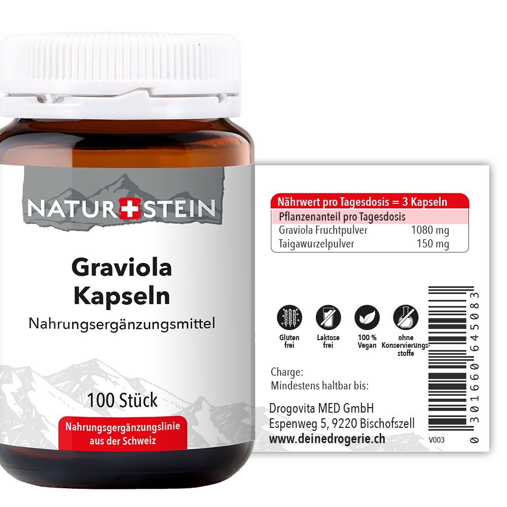 NATURSTEIN Graviola Kaps Glasfl 100 Stk