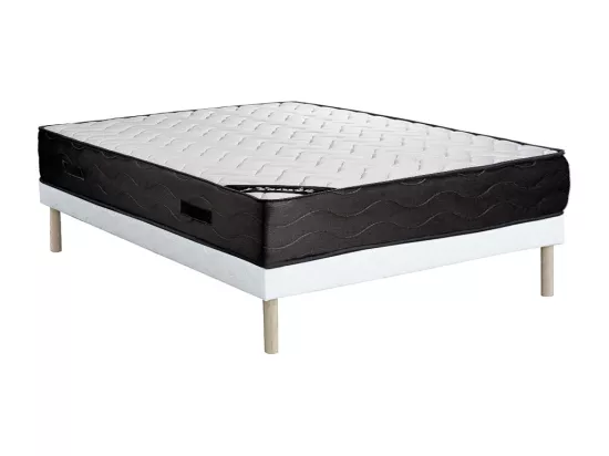 Ensemble 140 x 190 cm sommier tapissier + matelas ressorts ensachés 7 zones et mémoire de forme ép.24cm - MERISI de YSMÉE