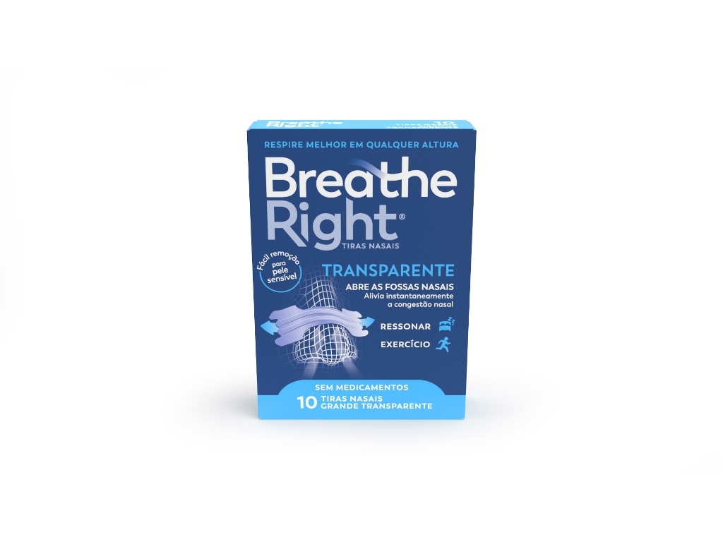 PENSOS BREATHE RIGHT NASAIS TRANSPARENTES TAMANHO GRANDE 10UN