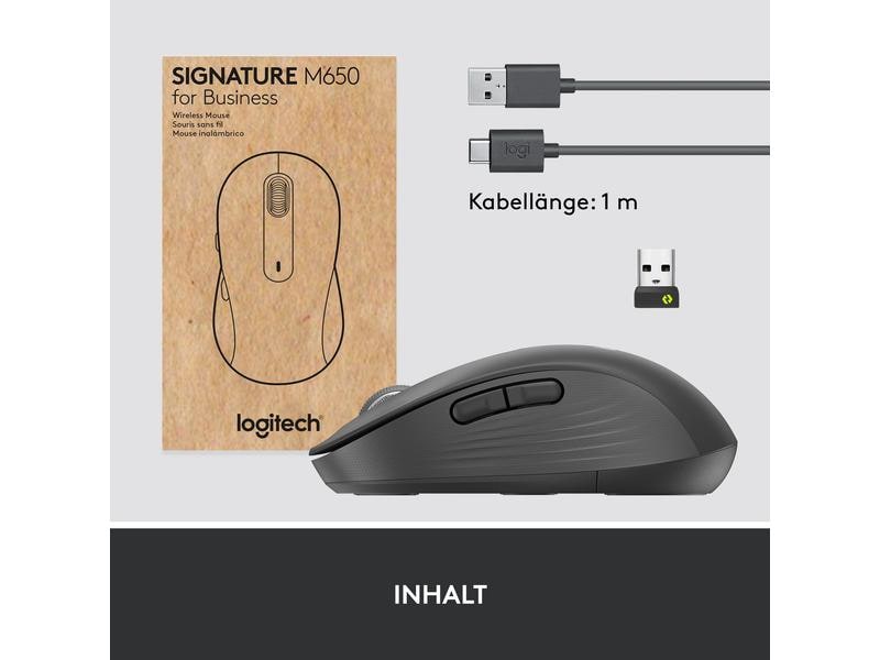 Logitech Maus Signature M650 for Business Graphite Präzise Wireless-Maus mit «Logitech SilentTouch»-Technologie