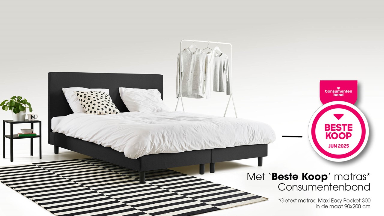 Box Ambra met Easy Pocket 300 matras dark grey
