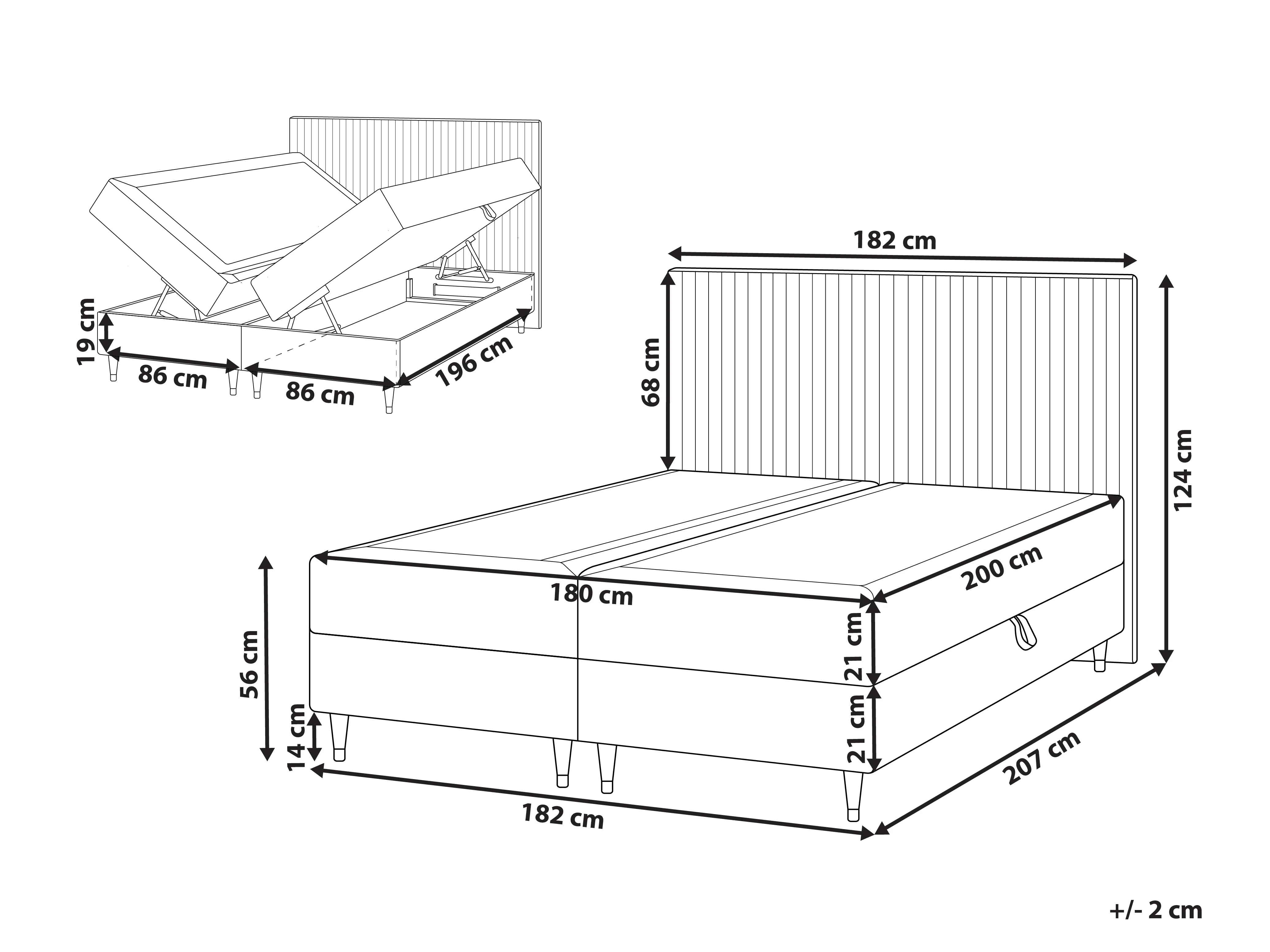 Boxspring met opbergruimte Fluweel DAME 180 x 200 cm Taupe