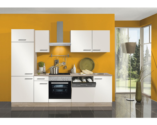 Optifit keukenblok met apparatuur Dakar286 270 cm wit glanzend gedemonteerde variant omkeerbaar KPDK 2702DE-9+