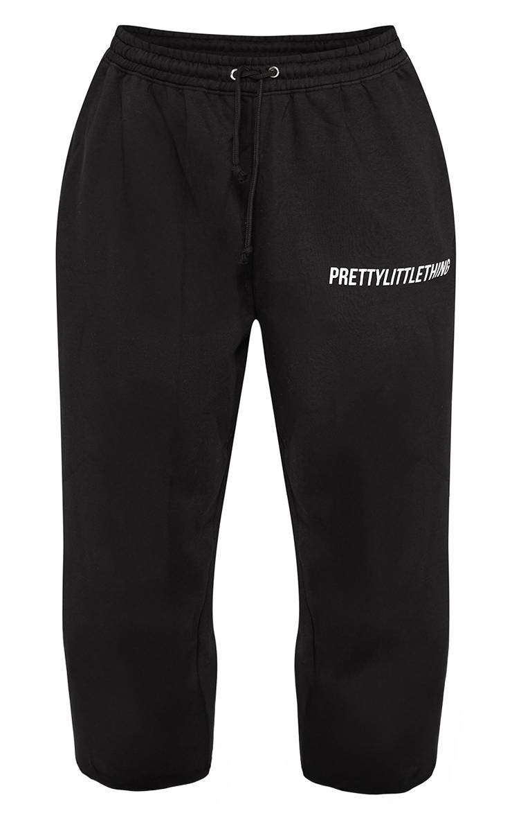 Noir Prettylittlething Plus Jogging Taille Haute Basique Avec Revers