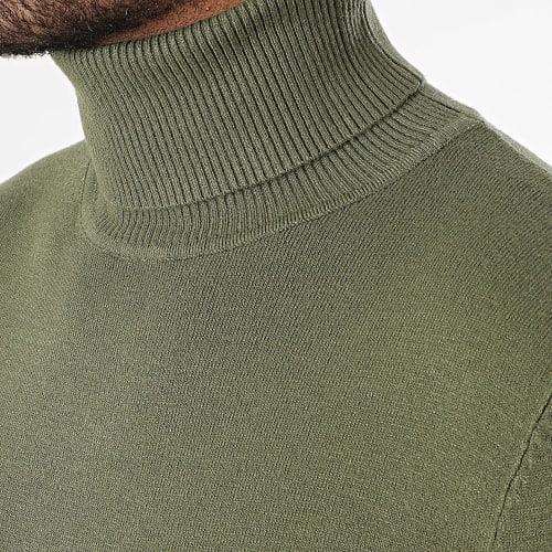 Pull Col Roulé Vert Kaki