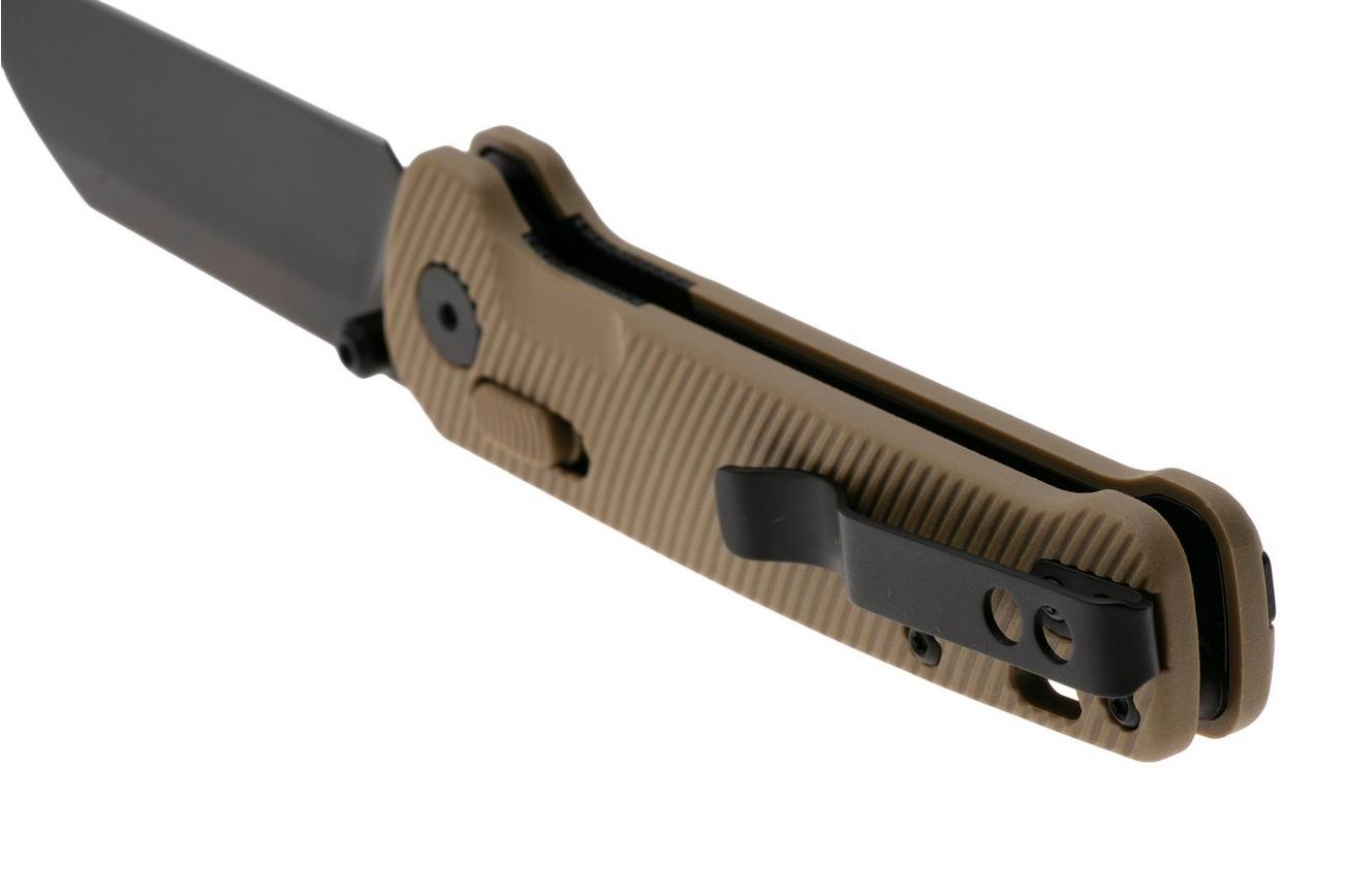 QSP Knife Penguin Glyde QS130GL-C2 PVD 14C28N, Tan FRN, zakmes