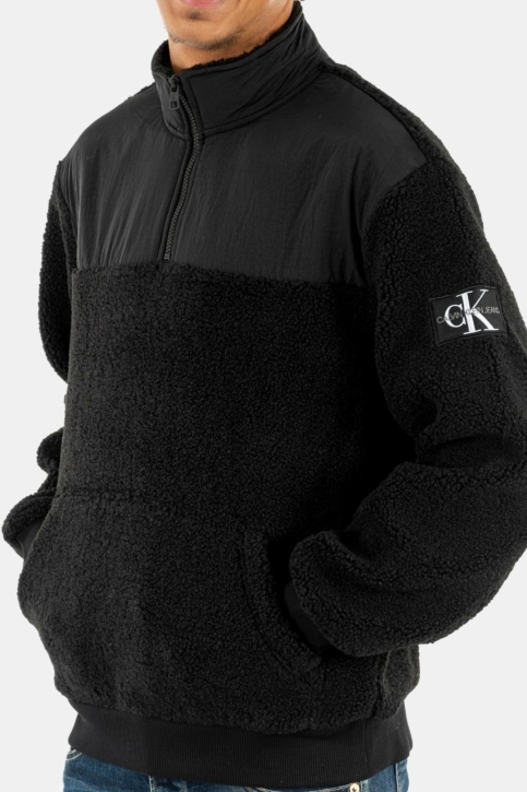 sweat calvin klein jeans badge sherpa noir