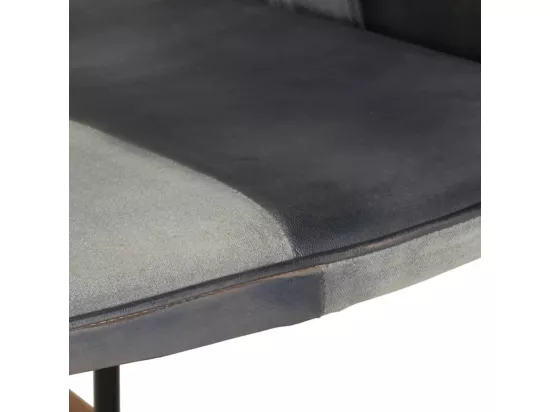 Chaise à bascule Gris Cuir véritable et toile