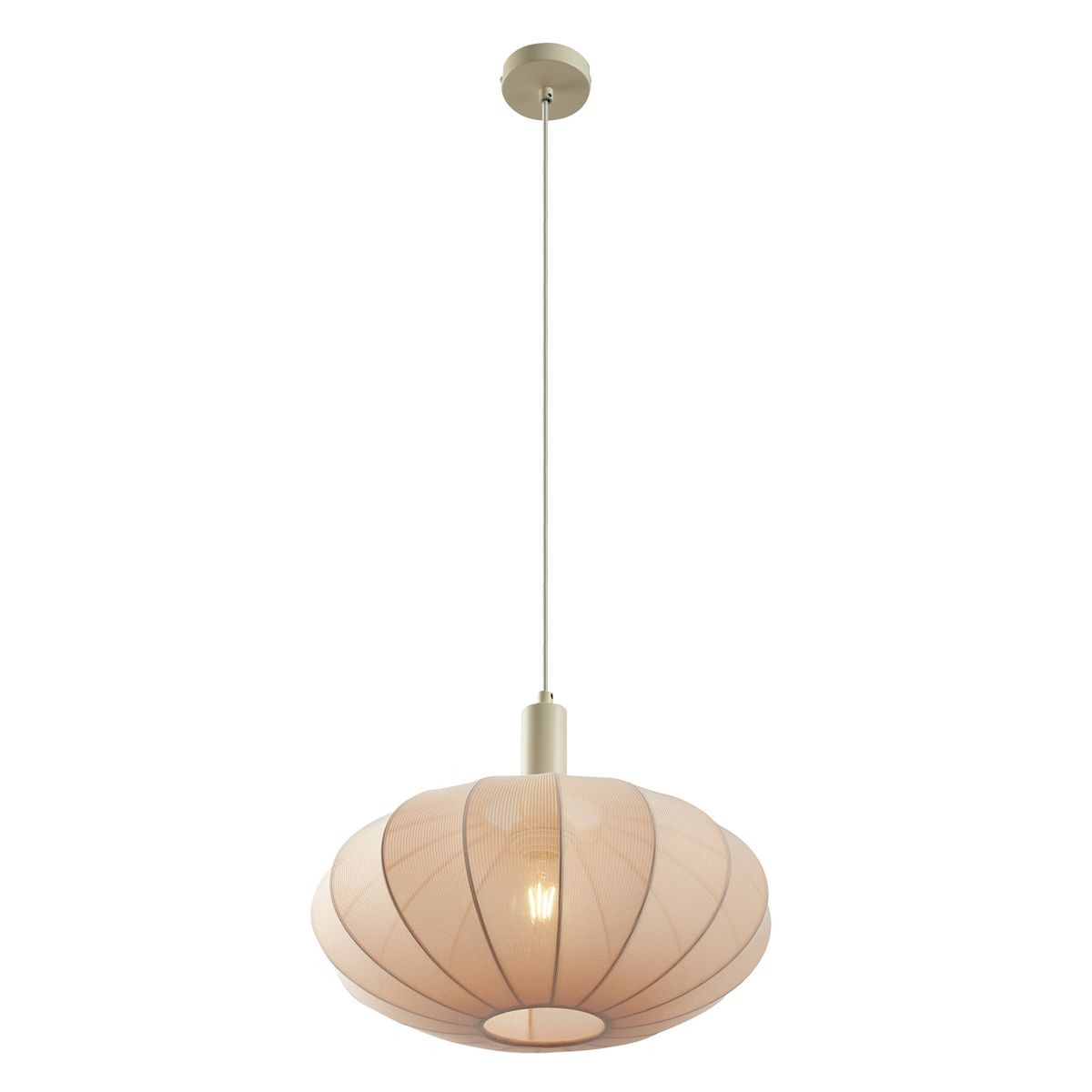 Japandi hanglamp beige met stoffen kap - Bida