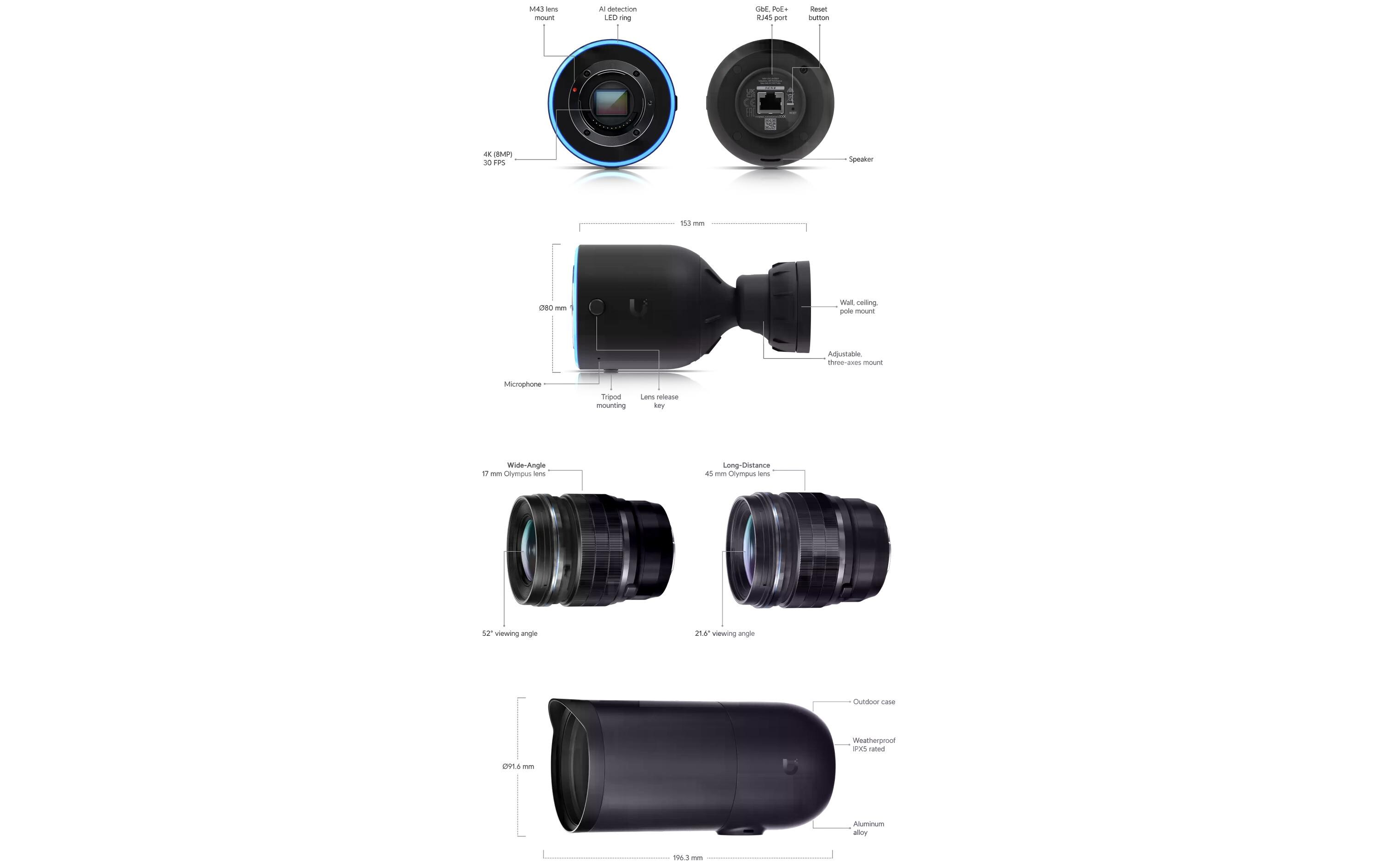 Netzwerkkamera AI DSLR 17 mm<br>Indoor/Outdoor 4K-PoE-Kamera mit 17-mm-Objektiv