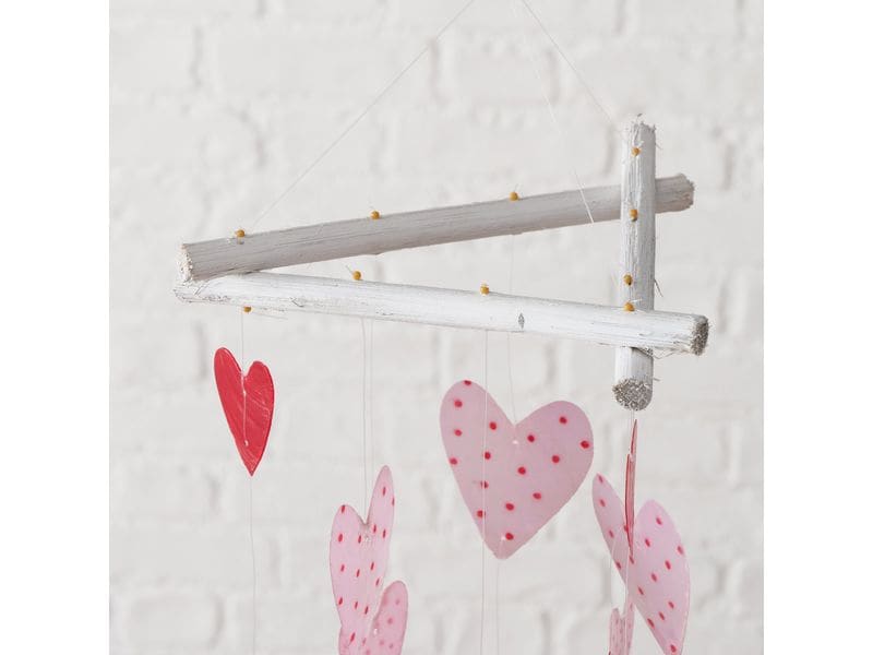 Boltze Windspiel Herzen Milena 73 cm Aufhänger aus Capizmuscheln