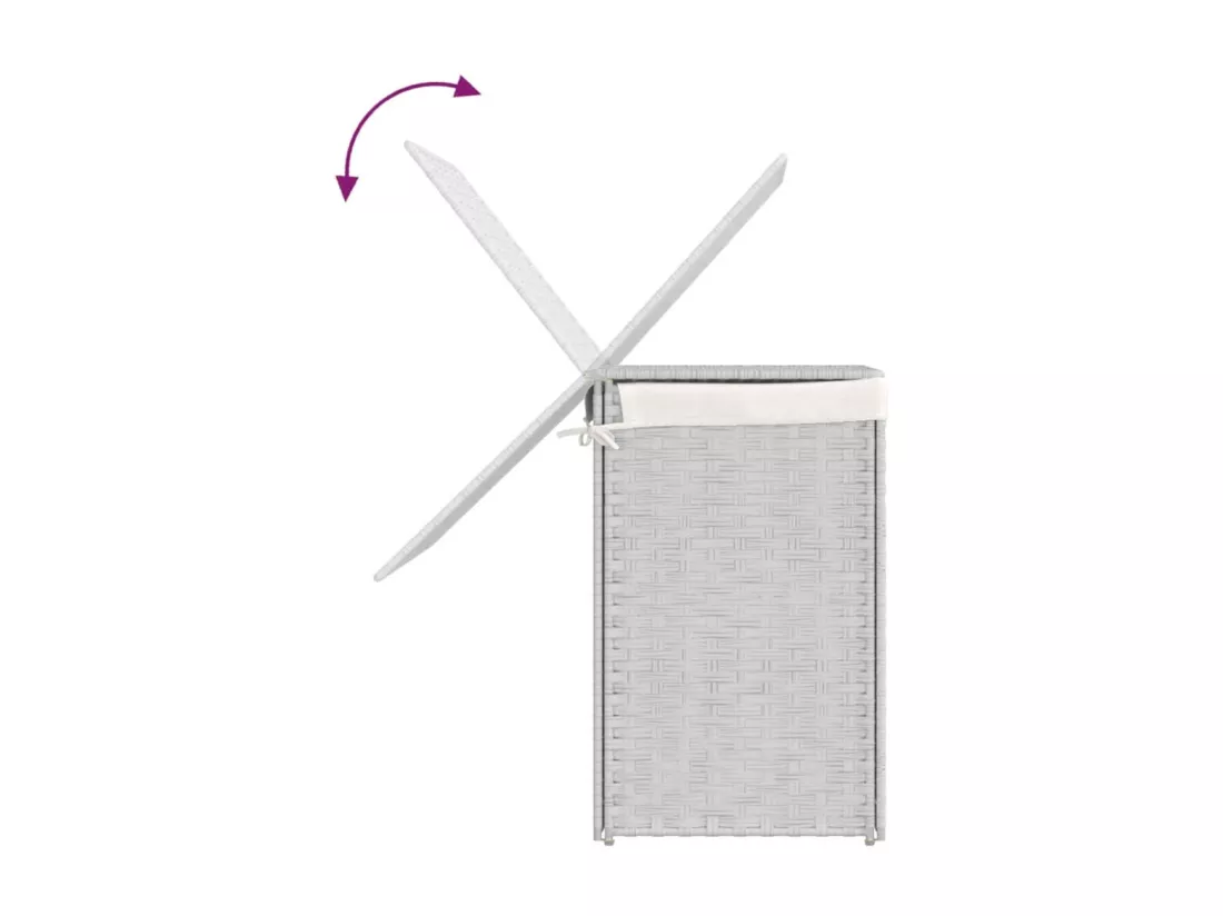 Panier à linge avec 2 sections blanc 53x35x57 résine tressée