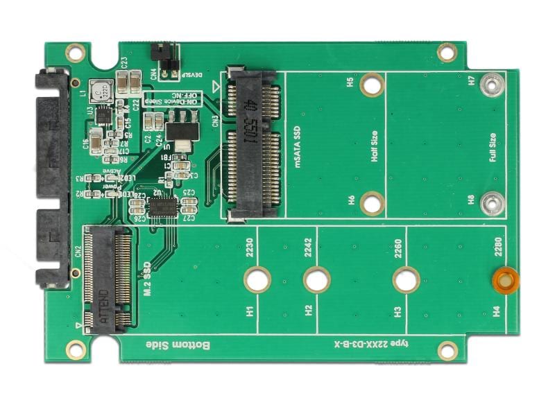 Delock Konverter 2.5″ M.2 / mSATA zu SATA Adapter Delock 2.5 Konverter SATA 22 Pin > 1 x M.2 Key B   1 x mSATA - 9.5 mm