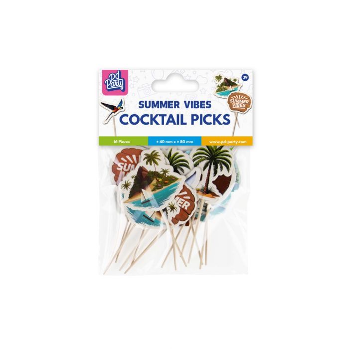 Gekleurde Cocktailprikkers Summer Vibes 6,5cm 6st