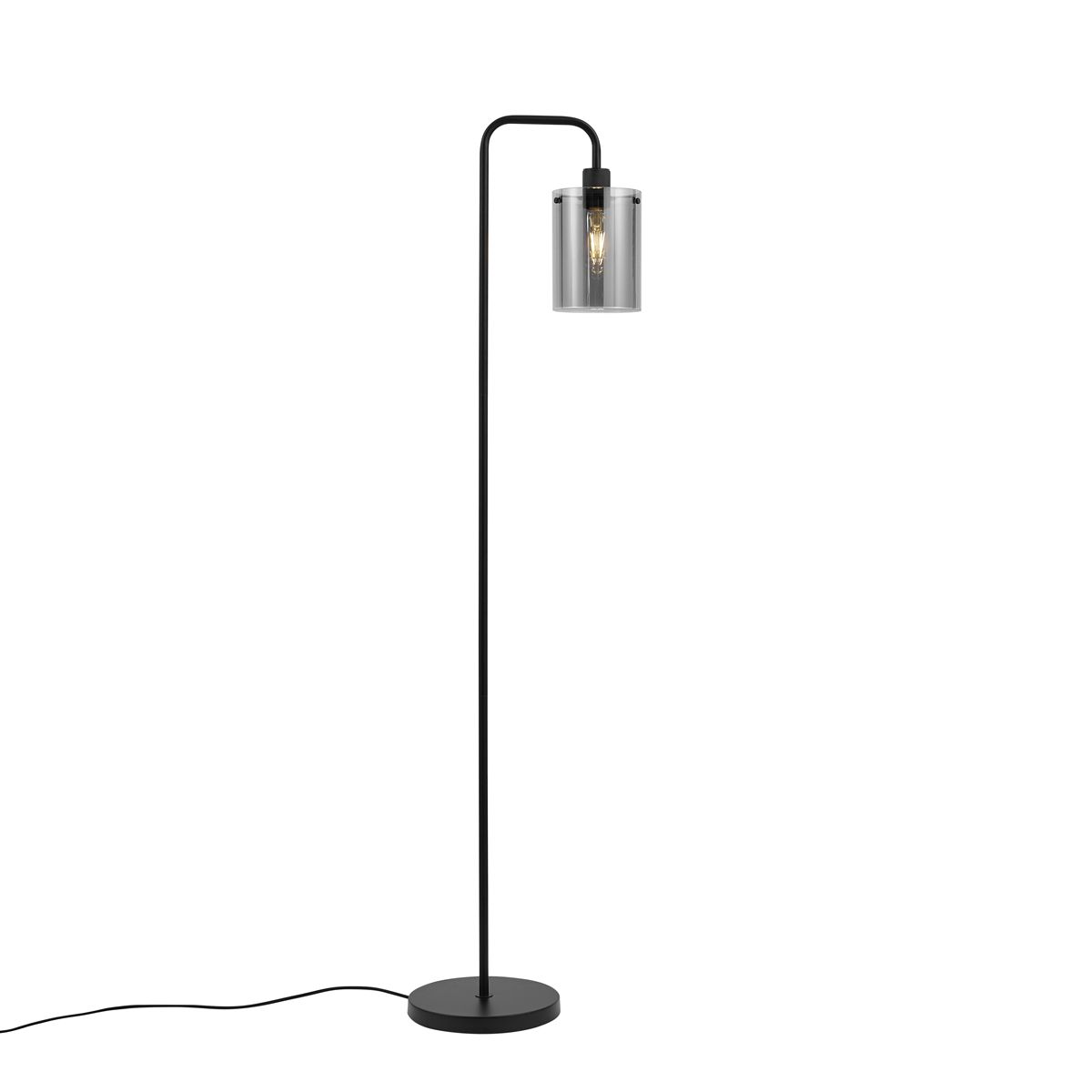 Design vloerlamp zwart met smoke glas - Domo