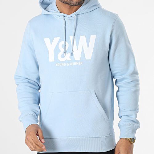 Sweat Capuche Logo Bleu Ciel Blanc