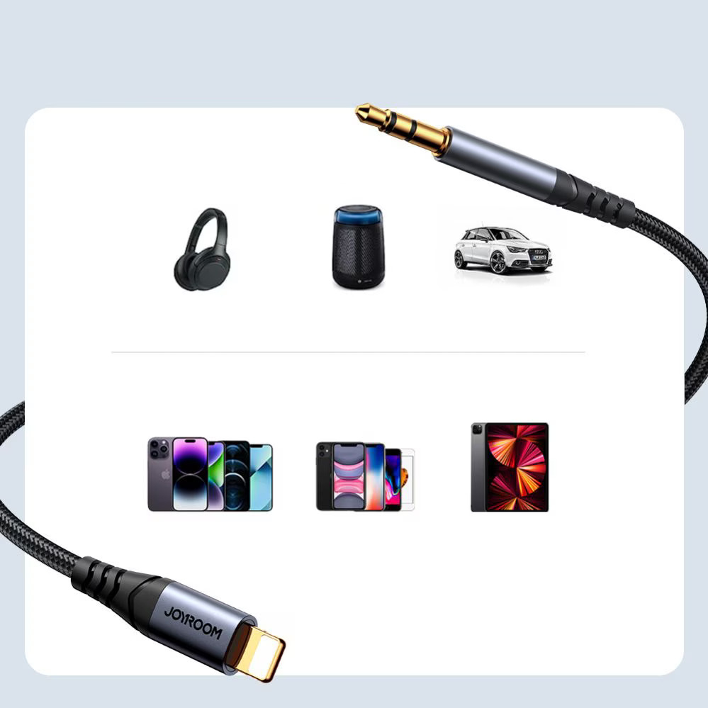 (1.2m) Lightning auf 3.5mm Audio- / Kopfhöreranschluss AUX Klinkenstecker - Grau