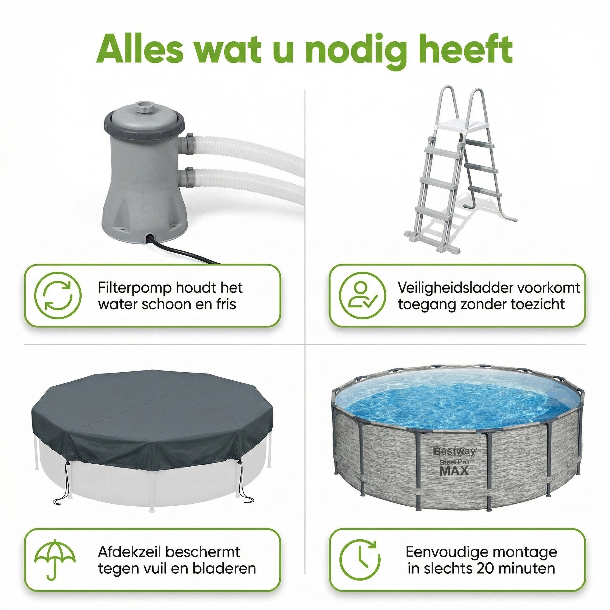 Bestway steel pro max 427x122cm zwembad steen – 5-delig